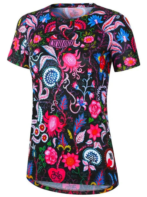 T-SHIRT TECHNIQUE FEMME - SECRET GARDEN BLACK