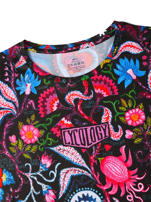 T-SHIRT TECHNIQUE FEMME - SECRET GARDEN BLACK