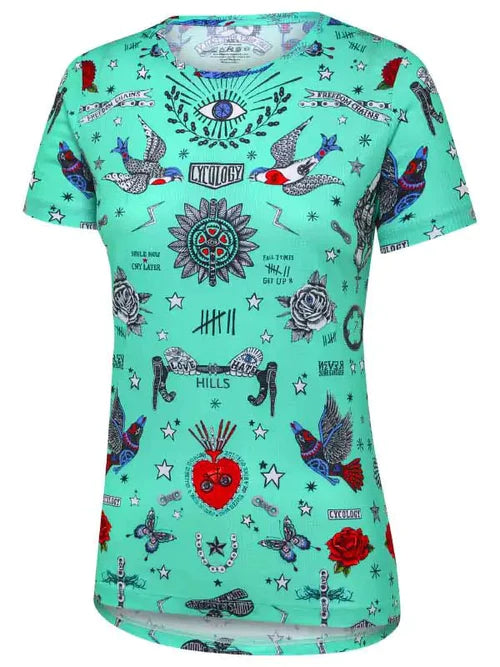 T-SHIRT TECHNIQUE FEMME - TATOO (Aqua)